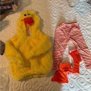 Yellow Duck Costume with Striped Pants and Socks